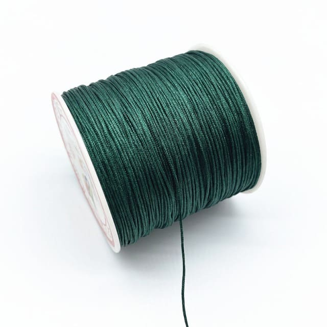 0.8mm Nylon Macrame Cord — White | 100 m Spool - Pine Green