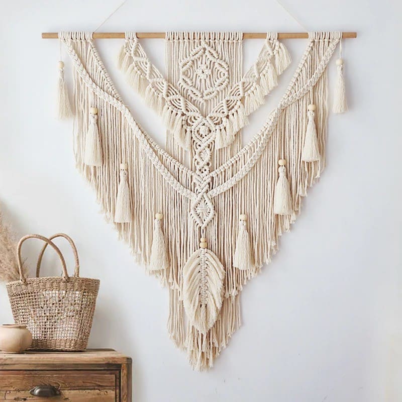 Grand macramé mural
