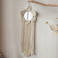Grand miroir macramé beige