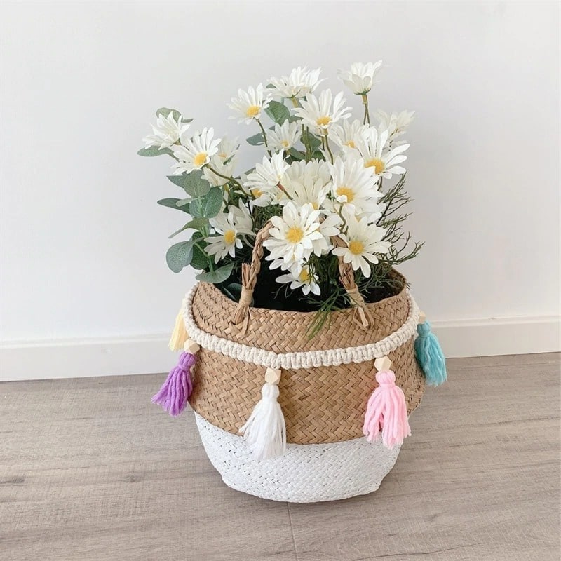 Guirlande macramé pompon multicolore