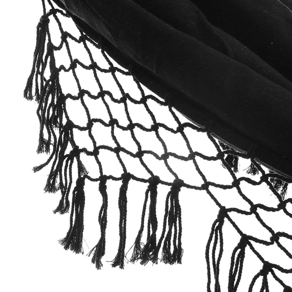 Hamac noir en fil de coton macramé