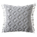 Coussin en nœud macramé gris
