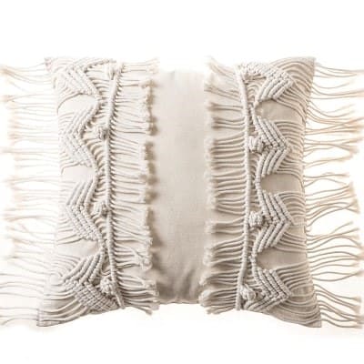 Coussin bohème chic macramé beige