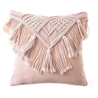 Macrame Pillow Cover — Boho | Handwoven Cotton Cover - Blush Pink