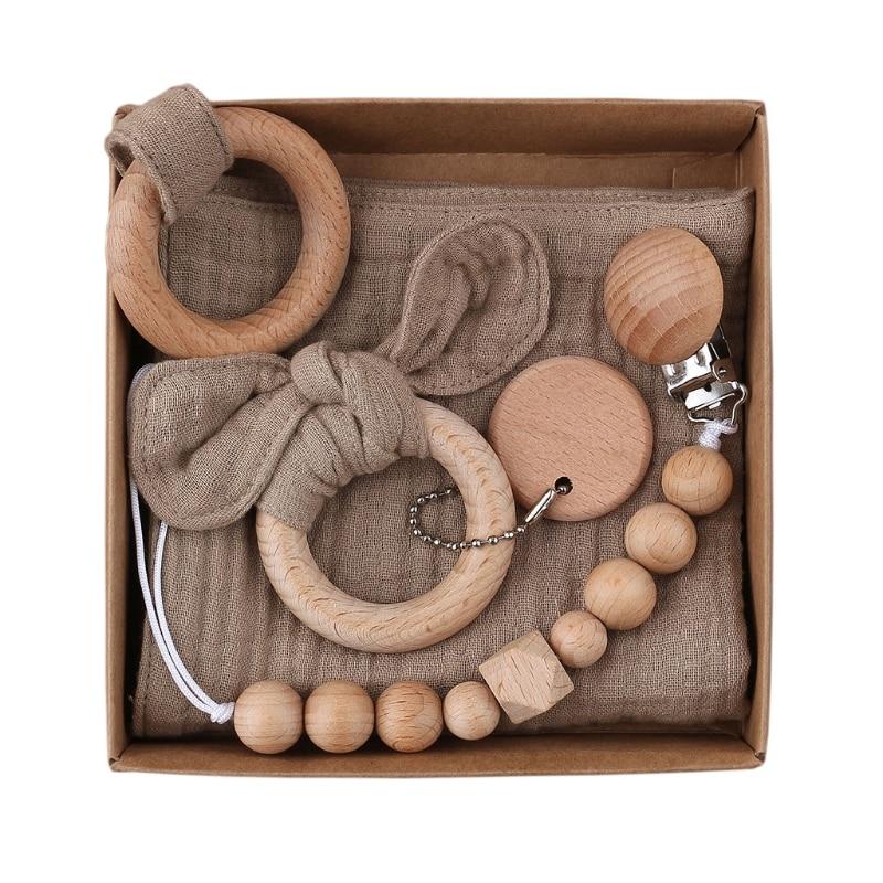 Kit attache tétine macramé taupe
