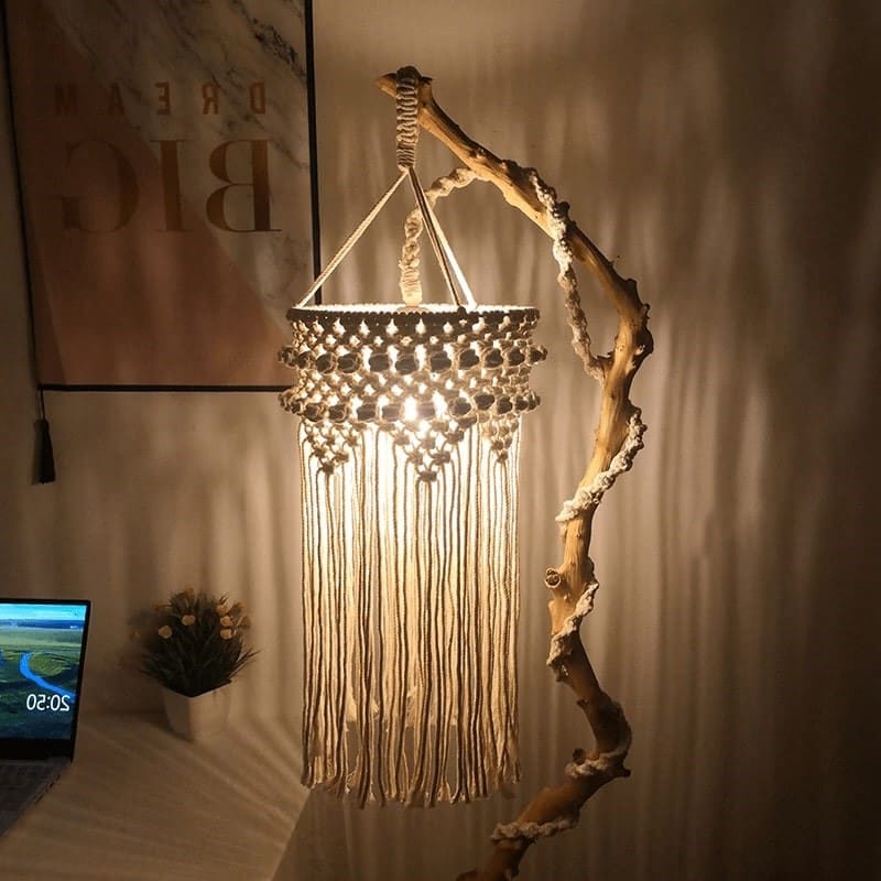 Lampe macramé suspendu