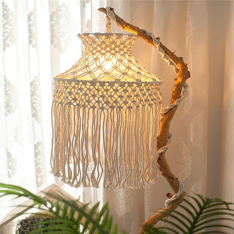 Luminaire suspendu en macramé