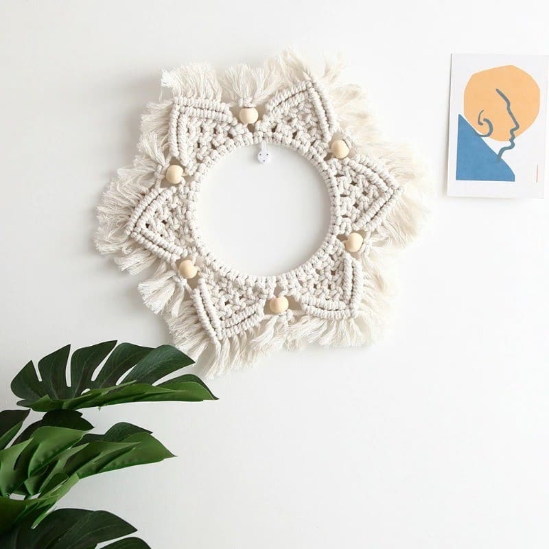 Macramé cadre miroir