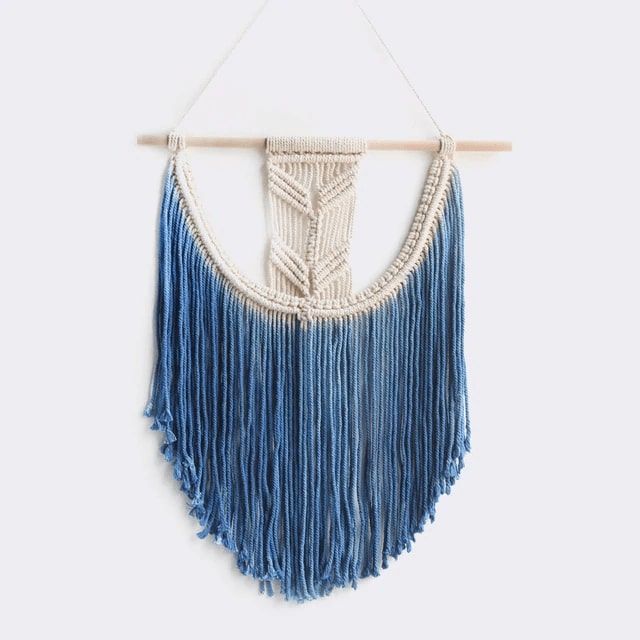 Tenture macramé bleu dégradé