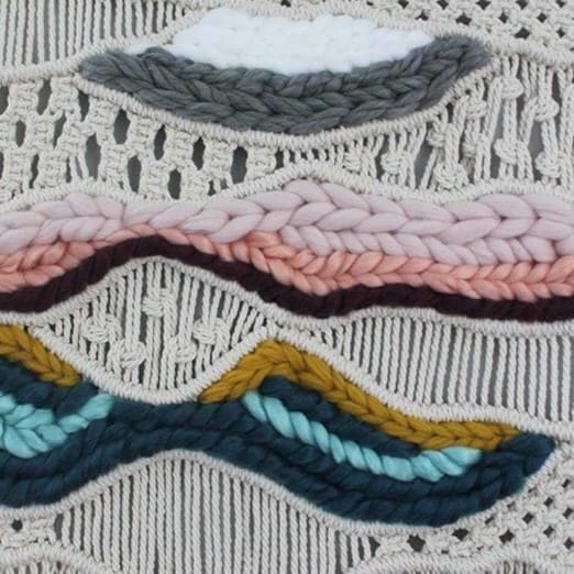 Macrame Woven Wall Hanging — Colourful Wool Waves, 31 in