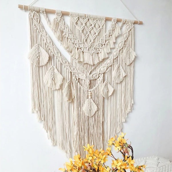 Macramé mural feuille
