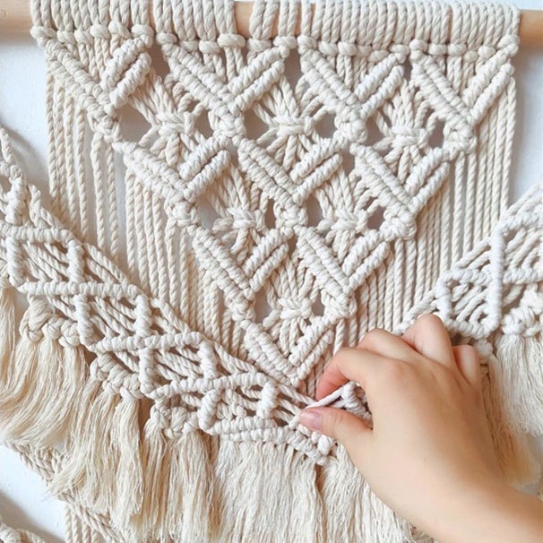Macramé mural feuille