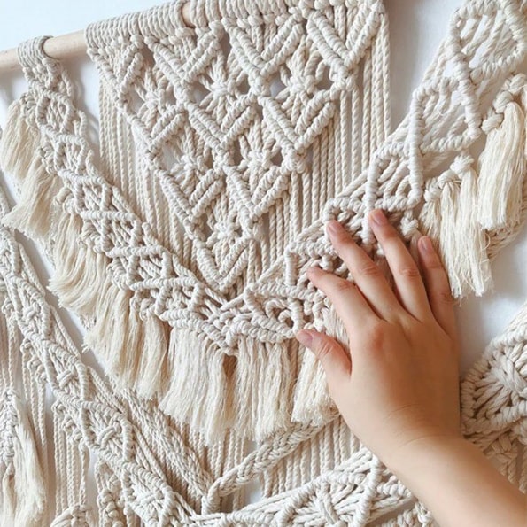 Macramé mural feuille