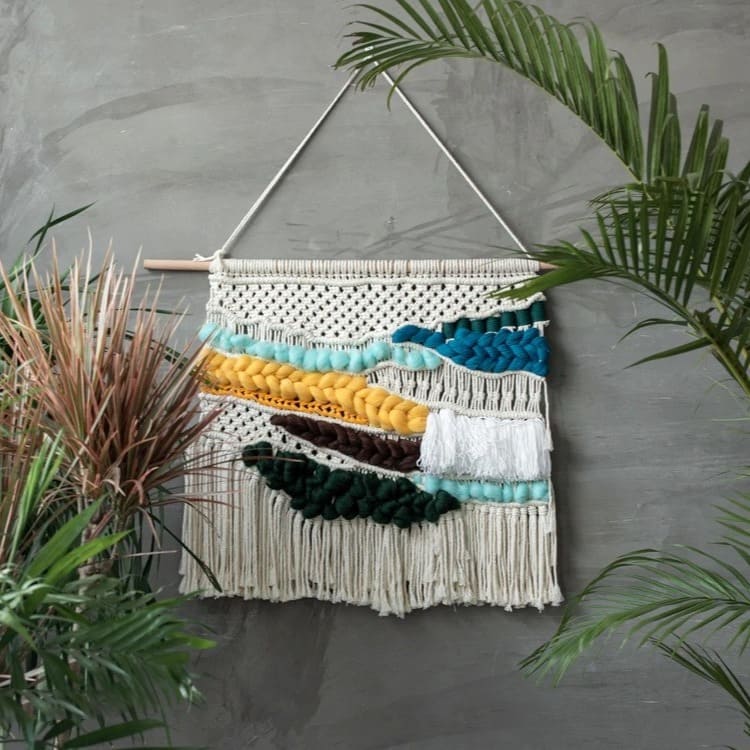 Macramé mural en laine