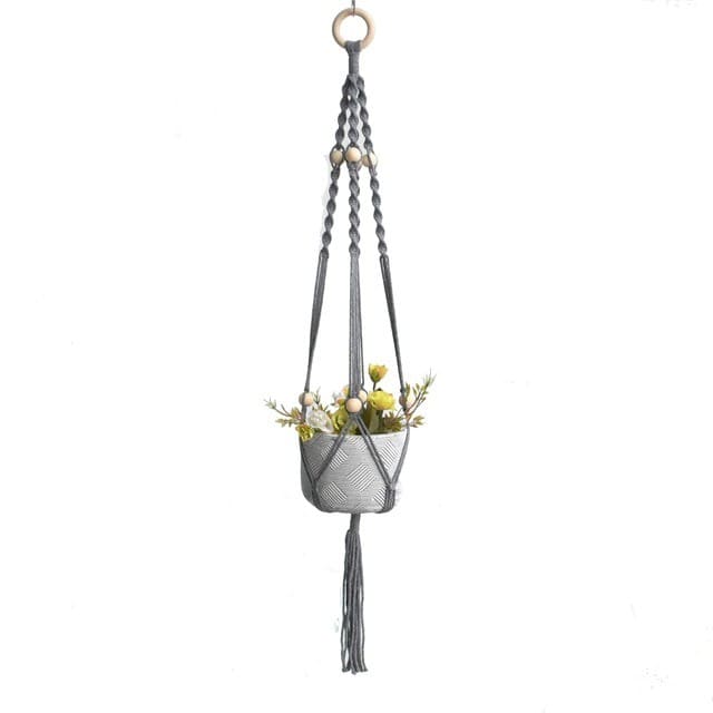 Macramé suspension pour plante grise
