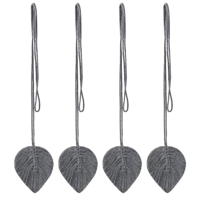 Macramé attache rideau feuille gris