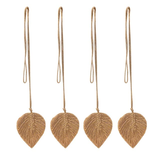 Macramé attache rideau feuille marron