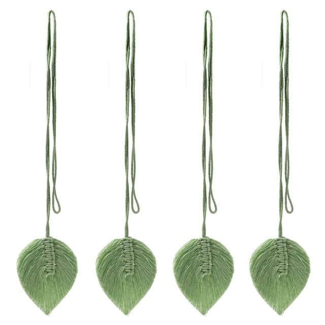 Macramé attache rideau feuille vert