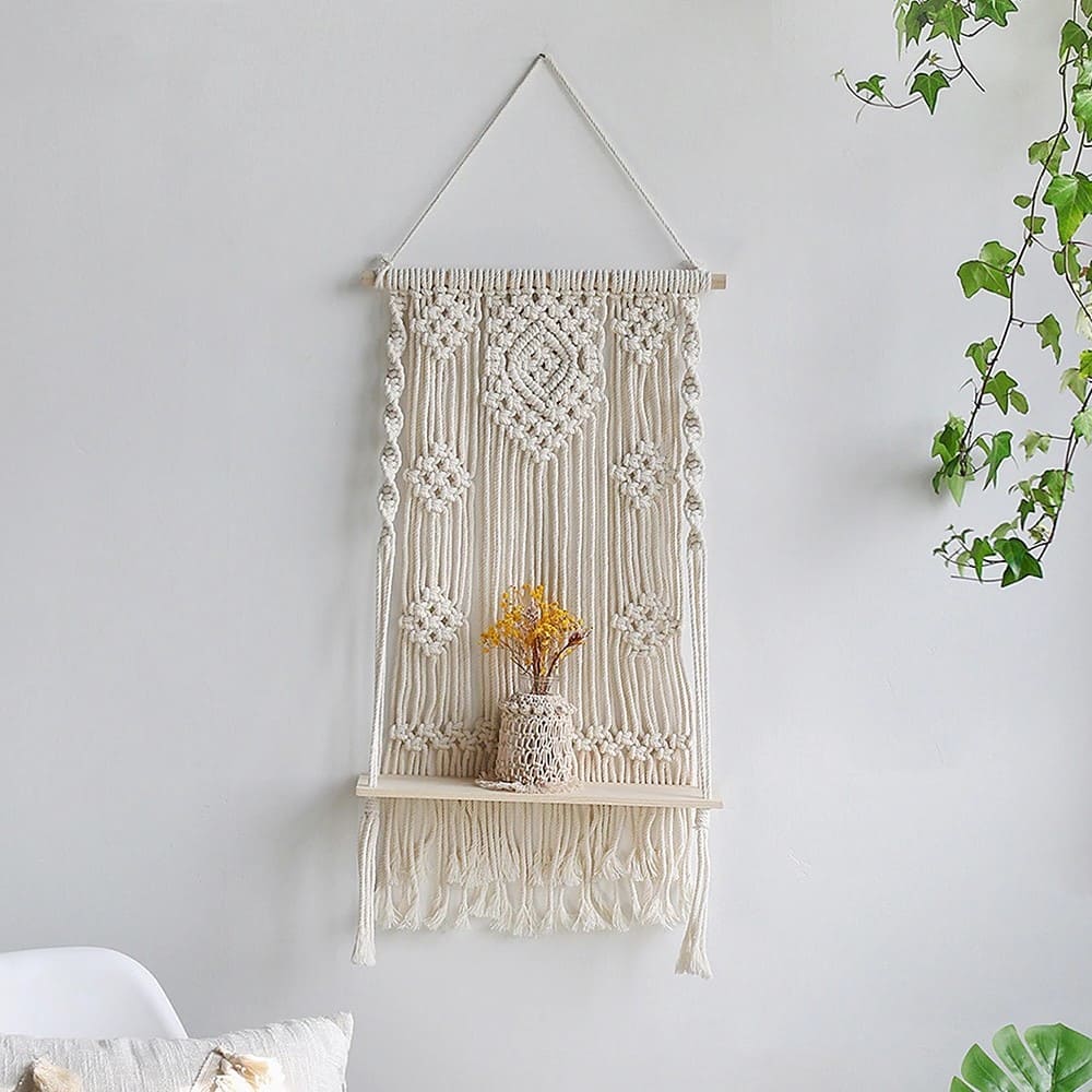 Macramé mural étagère