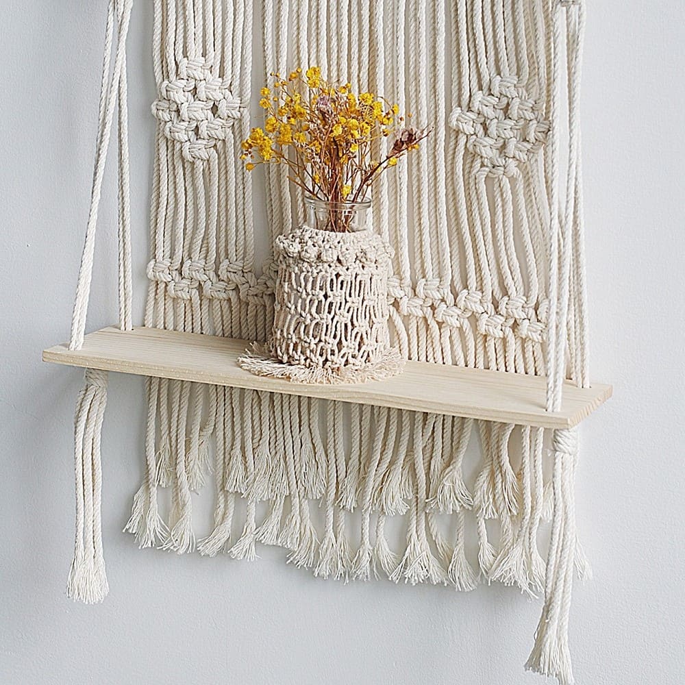Macramé mural étagère