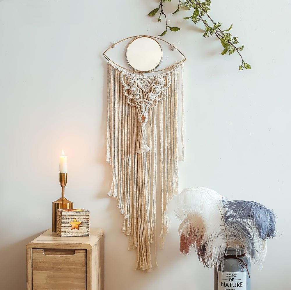 Macramé pour miroir