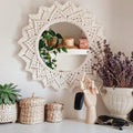 Macrame Round Mirror — White | Handmade Boho Wall Decor - Off-White