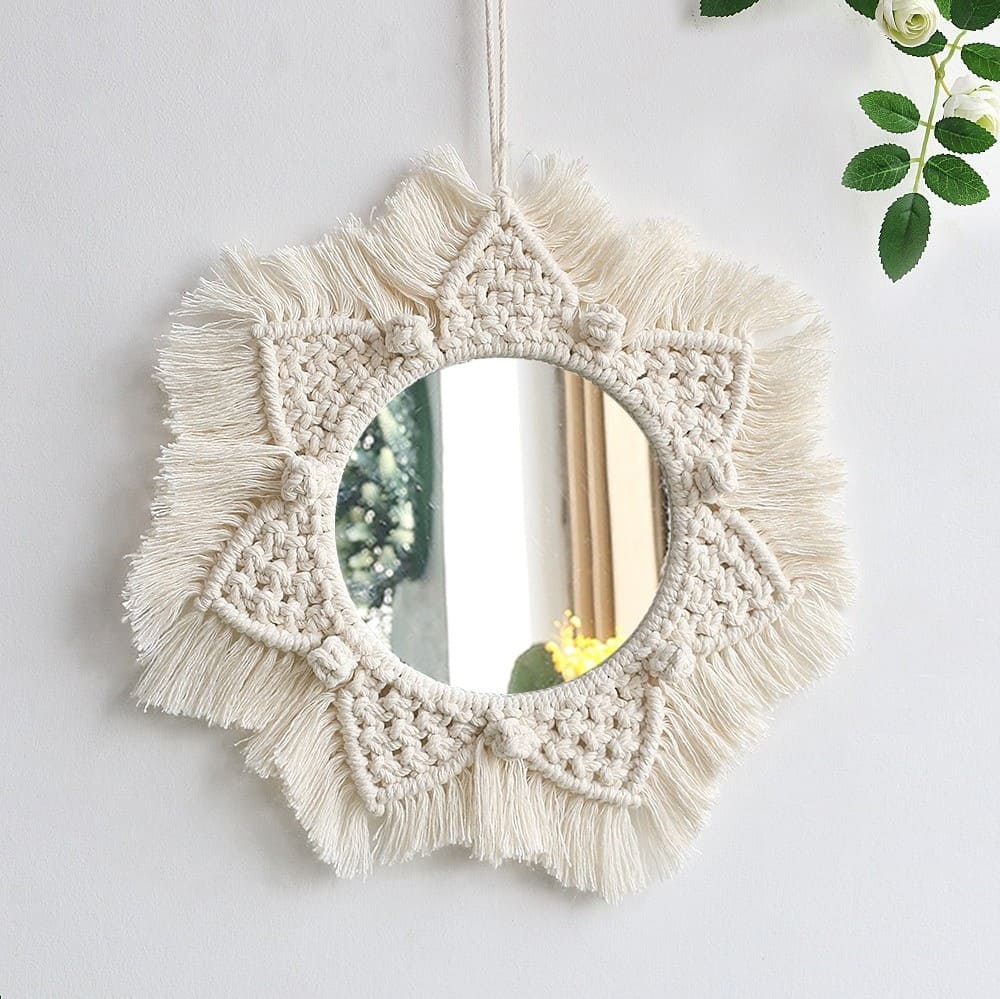 Miroir mural macramé