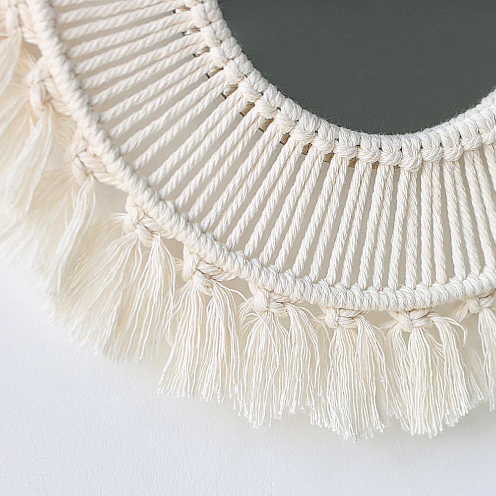 Miroir rond macramé