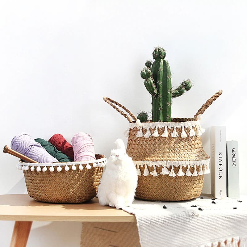 Panier avec macramé