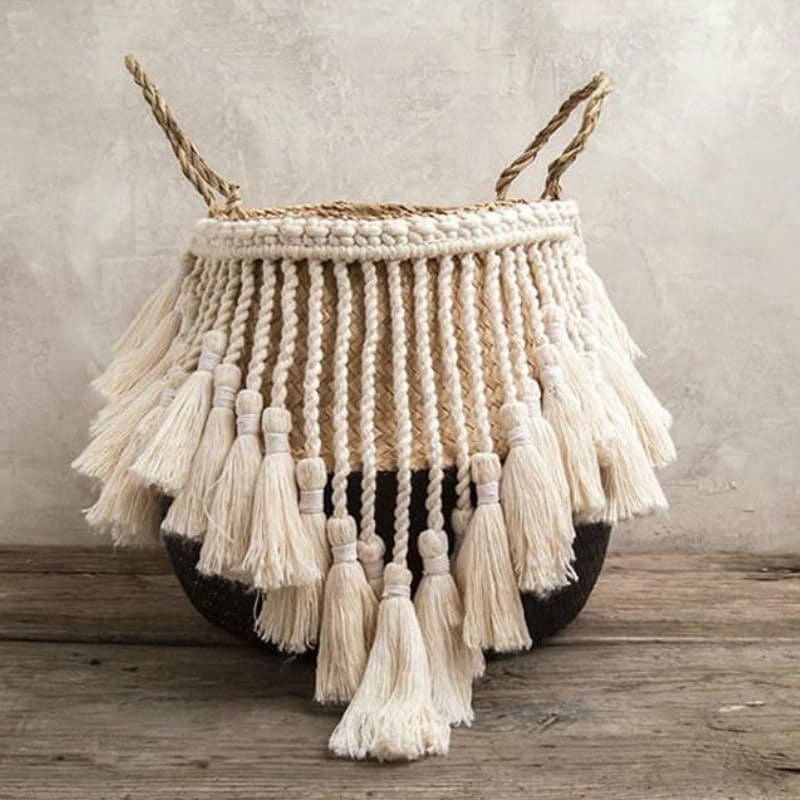 Panier corde macramé