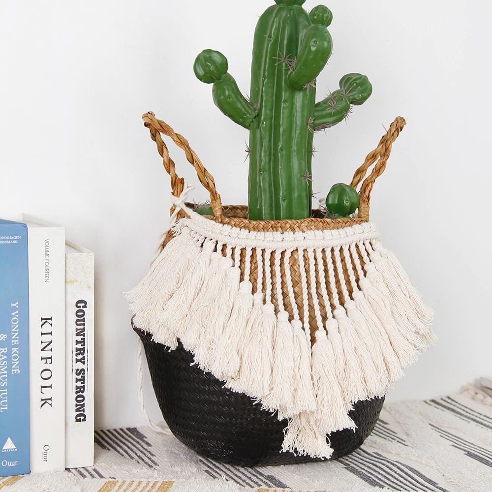 Panier corde macramé