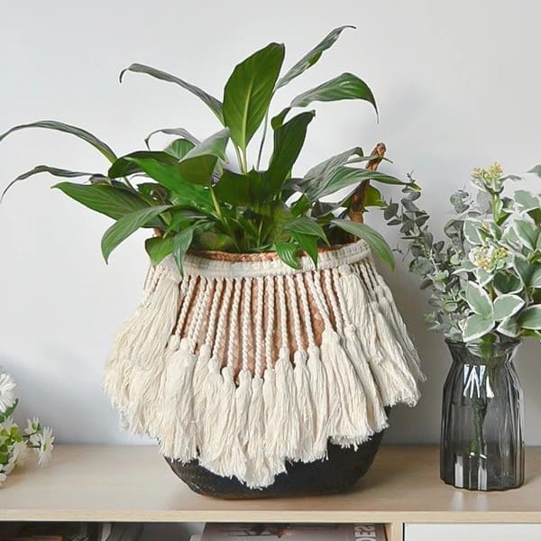 Panier corde macramé