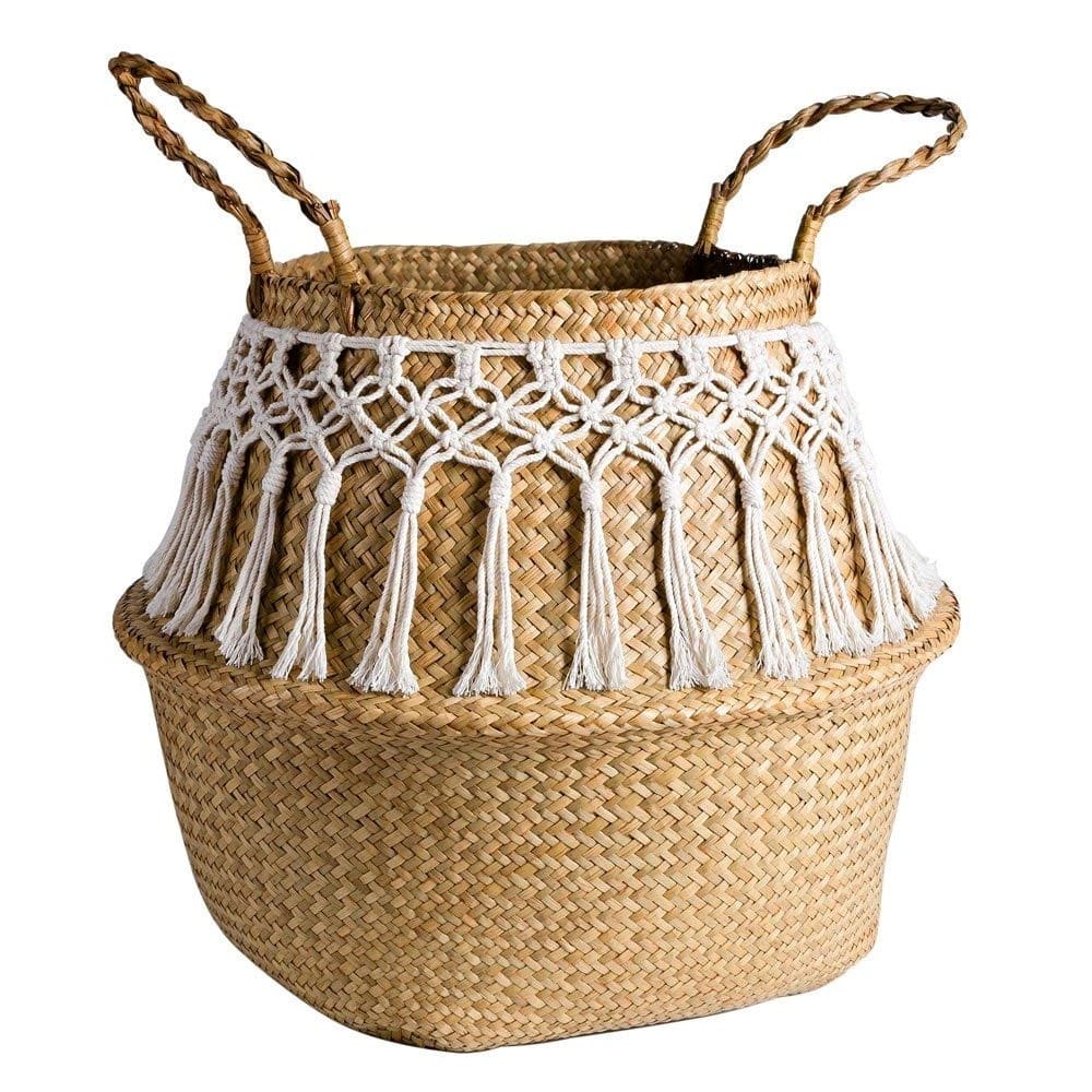 Panier osier macramé