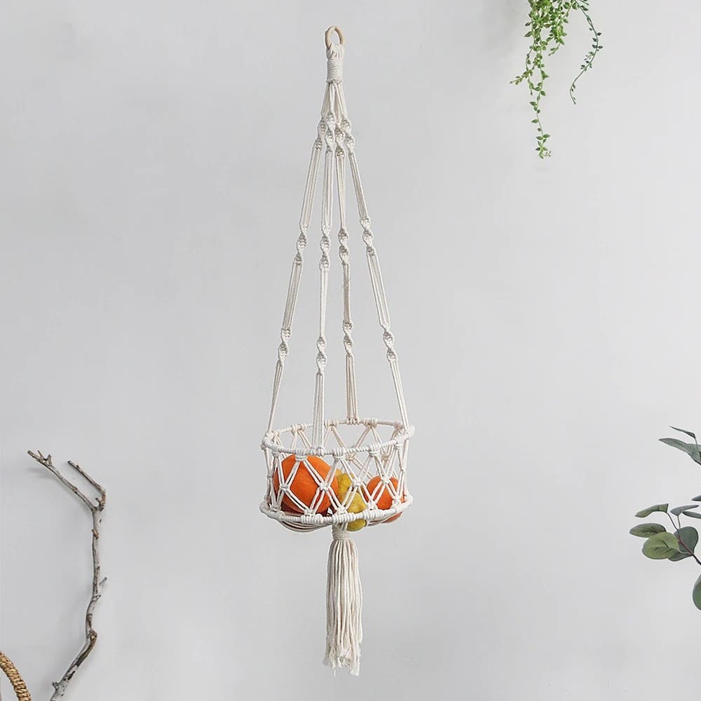 Panier suspendu macramé