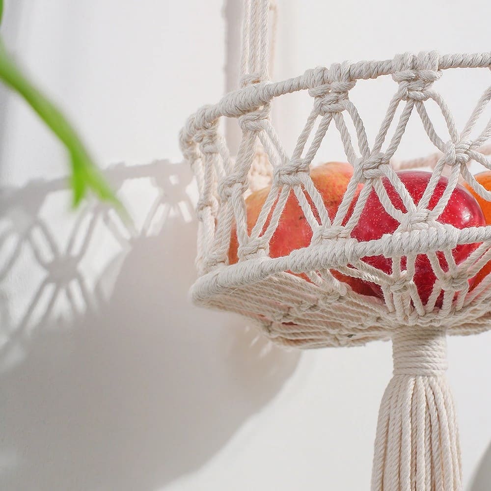 Panier suspendu macramé
