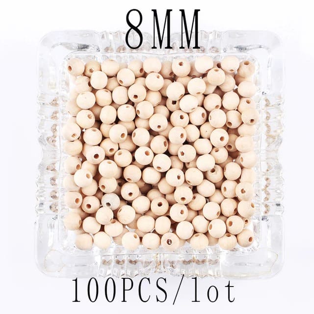 Perles en bois pour macramé 8 mm
