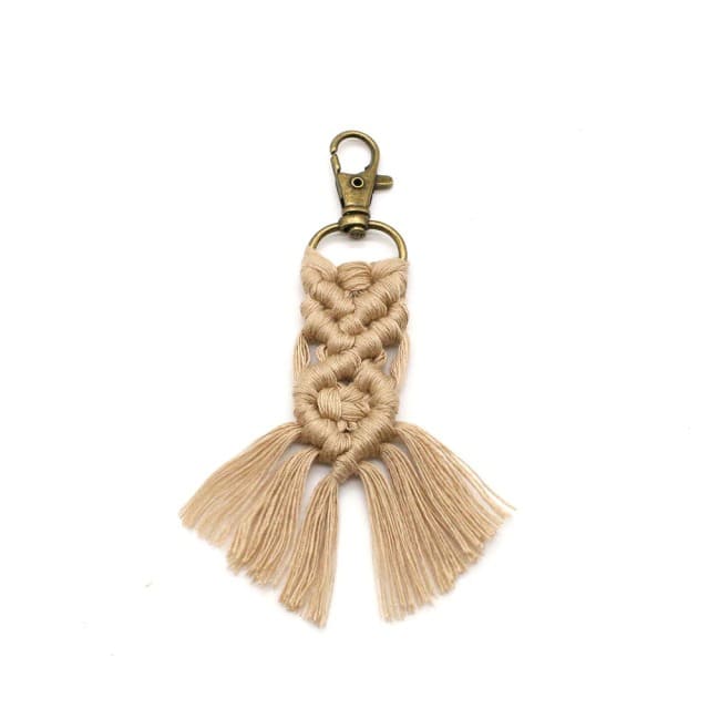 Petit porte clé macramé marron clair