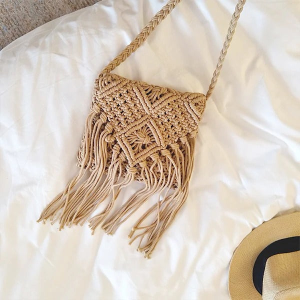 Petit sac macramé camel