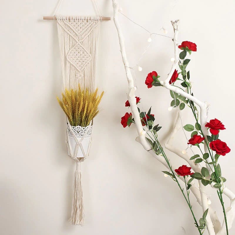 Porte plante mural en macramé