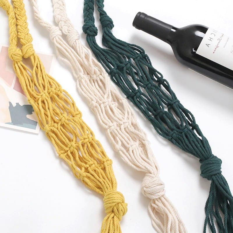 Porte bouteille corde macramé