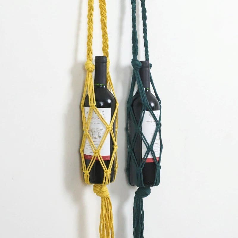 Porte bouteille corde macramé