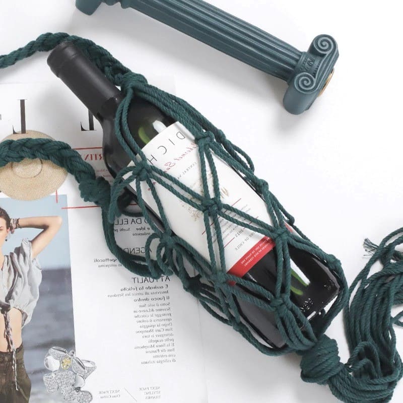 Porte bouteille corde macramé