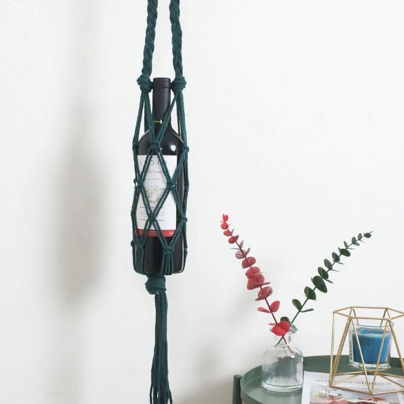 Porte bouteille corde macramé