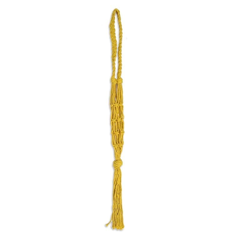 Porte bouteille corde macramé jaune