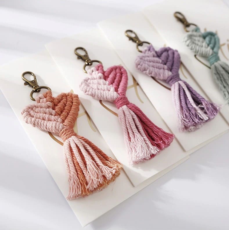 Porte clé macramé cœur