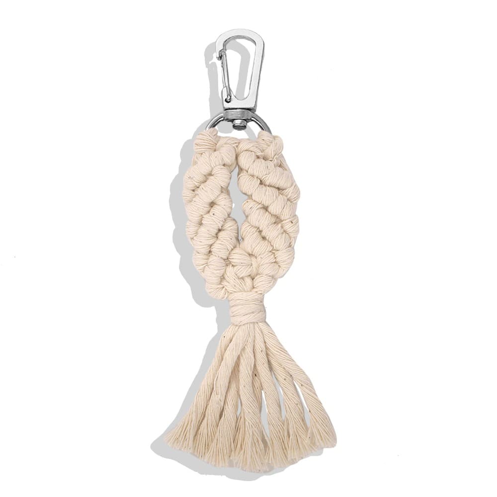 Porte clé macramé couleur beige