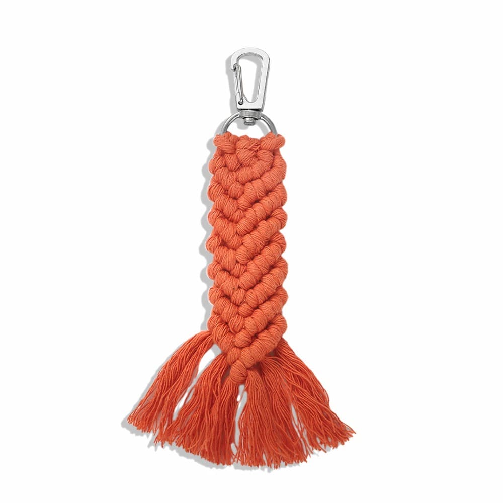 Porte clé macramé couleur orange