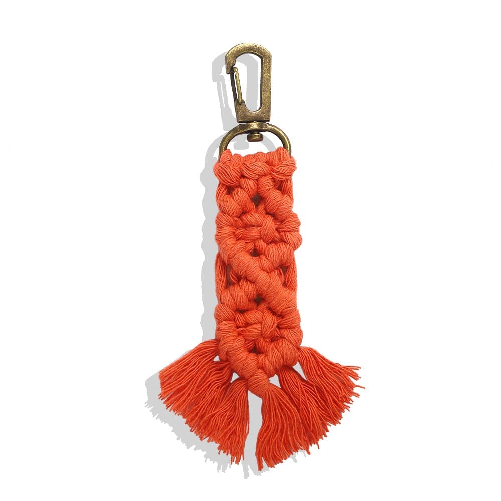 Porte clé macramé couleur orange