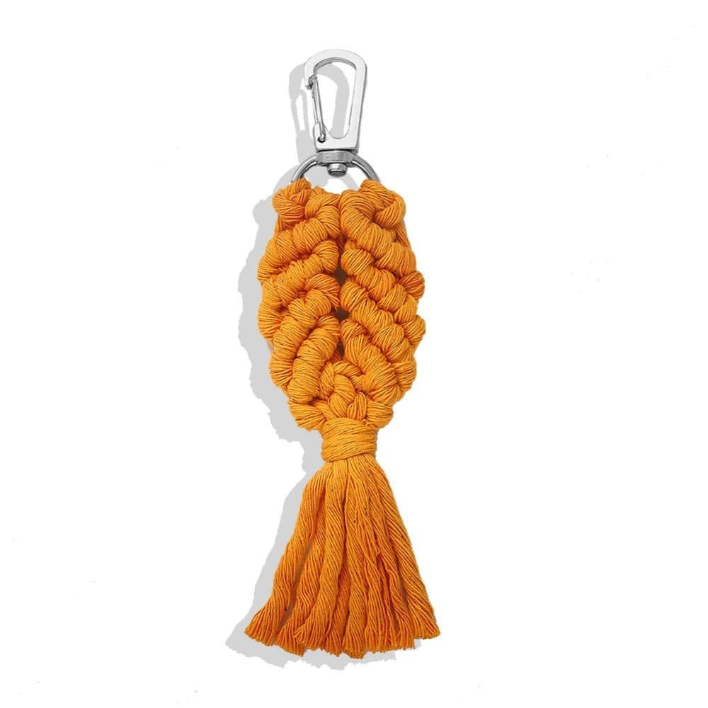 Porte clé macramé couleur orange