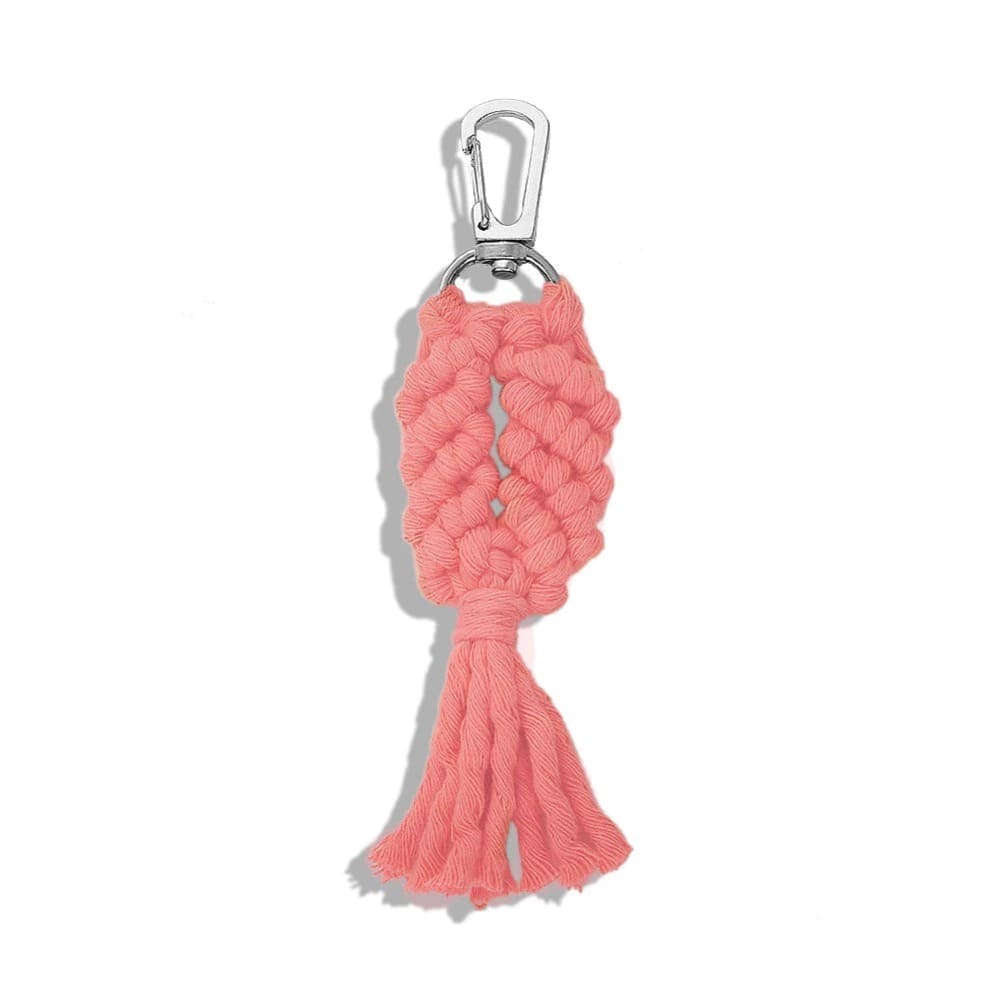 Porte clé macramé couleur rose